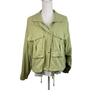 Blank NYC | Light Chartreuse Yellow Green Zip Utility Jacket
